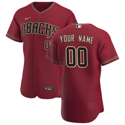 Arizona Diamondbacks Custom Men's Nike Crimson Authentic Alternate Team MLB Jersey